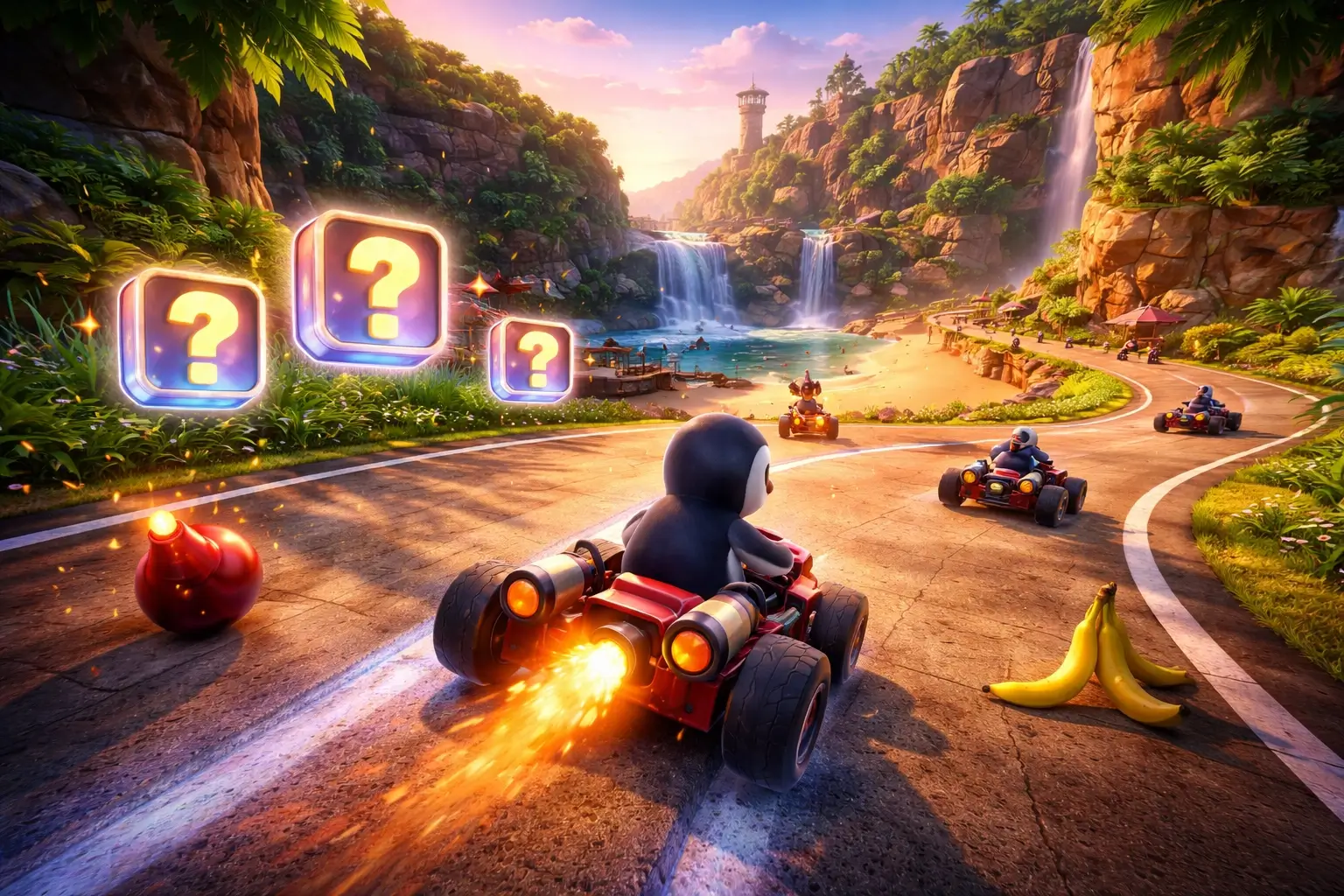 Screenshot from SuperTuxKart — a race on a track